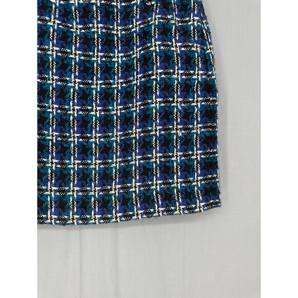 Loft Skirt Womens 2 Blue Plaid Tweed Mini Academia Preppy Grunge Capsule Boho - Picture 5 of 9
